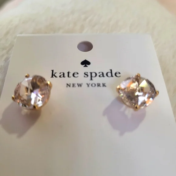 Kate Spade Gold and Clear Stud Earrings - Picture 5 of 5
